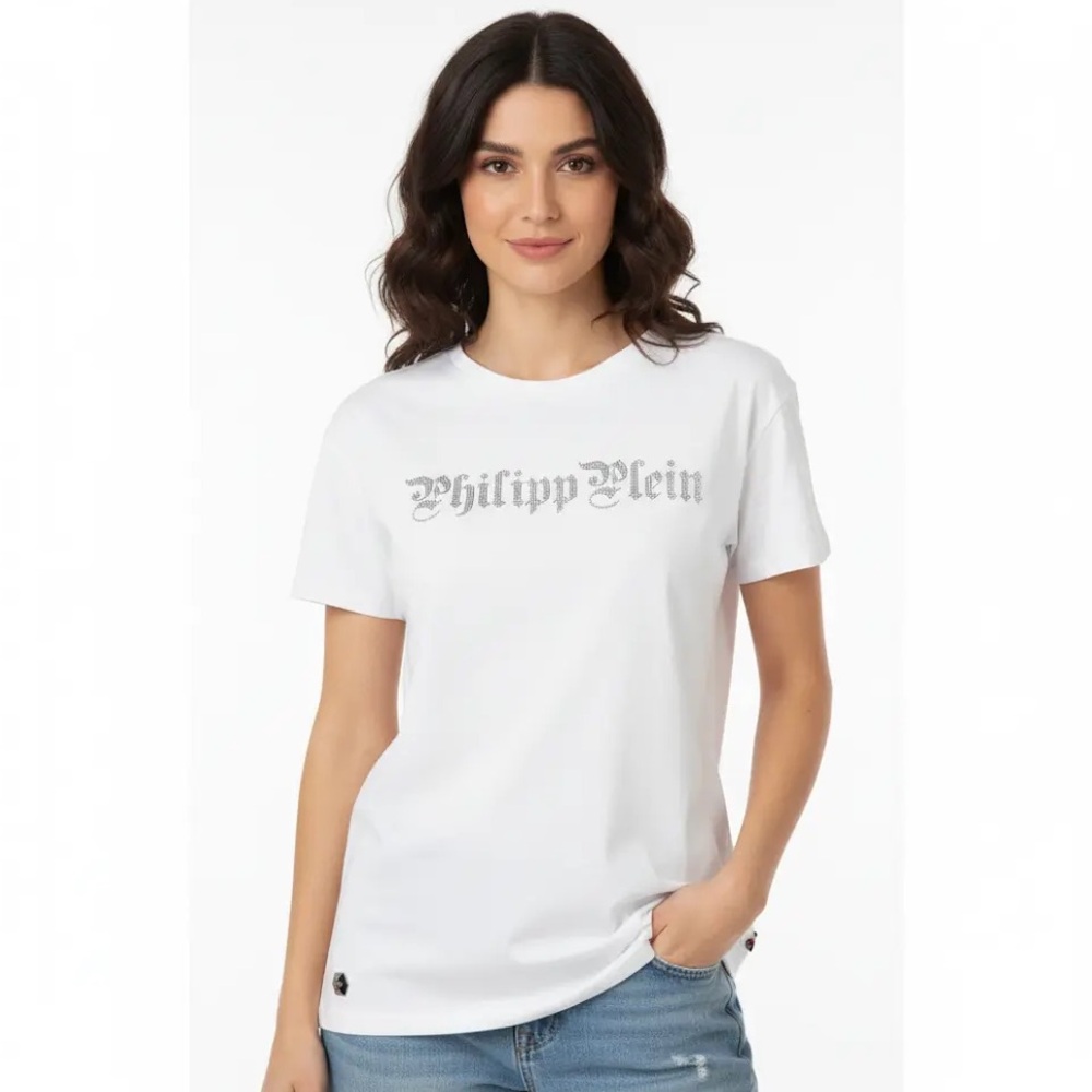Philipp Plein Crystal Embellished Logo T-shirt